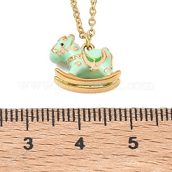 Collane con ciondolo a forma di cavallo a dondolo in acciaio inossidabile 304 smaltato per donna&nbsp;NJEW-T022-01A