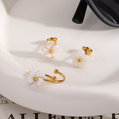 Mode Edelstahl Blume Manschette Ringe & Ohrstecker Sets für Frauen&nbsp;WL9140-1