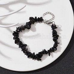Braccialetto con perline di scaglie di ossidiana naturale&nbsp;BJEW-JB09686-04