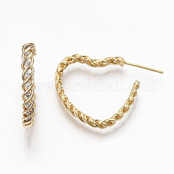 Pendientes de aro de circonita cúbica transparente con micro pavé de latón&nbsp;KK-R117-051-NF