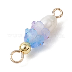 Ciondoli connettore in acrilico e perle d'acqua dolce coltivate naturali con fiori smerigliati&nbsp;PALLOY-JF03590-11