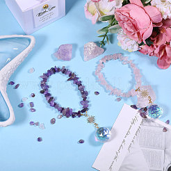 2 stücke 2 arten natürliche rose quarz & amethyst chip anhänger dekoration&nbsp;HJEW-CA00062