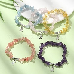 Braccialetti elasticizzati con perline e scaglie di pietre preziose miste naturali e sintetiche&nbsp;BJEW-JB09586