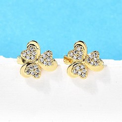 Pendientes de aro de latón con forma de trébol&nbsp;EJEW-S256-05G