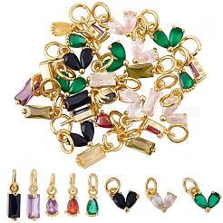 30 Stück 3 Stile Messing Micro Pave Zirkonia Charms&nbsp;ZIRC-SC0001-39