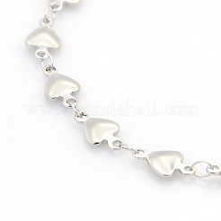 Pulseras de cadena de eslabones de corazón de acero inoxidable 304 de estilo casual y resistentes al deslustre.&nbsp;LS-STAS-O036-05P
