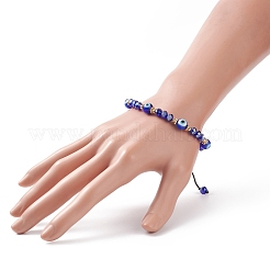 Malocchio di lampwork e braccialetto di perline intrecciate di vetro&nbsp;BJEW-TA00156