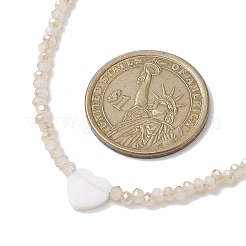 Glasperlen mit Muschelherzketten&nbsp;NJEW-JN04681-03