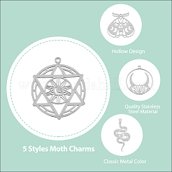 20 pièce 5 styles 201 pendentifs en acier inoxydable&nbsp;STAS-DC0013-89