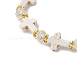 Bracciali elastici in perline sintetiche turchesi per donna&nbsp;BJEW-JB11574-02