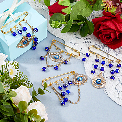 4 pieza de alfileres para falda escocesa con dije de rhinestone de aleación de ojo malvado azul&nbsp;JEWB-FH00039