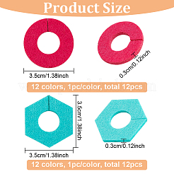 24 Stück 2 Stile 12 Farben Filz Weinglas Charms&nbsp;AJEW-BC0003-68