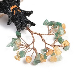 Adornos de árbol de la vida con chips de cuarzo amarillo y aventurina verde natural con temática de Halloween&nbsp;DJEW-B013-02F