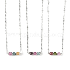 Pendentif en tourmaline multicolore naturelle à facettes&nbsp;NJEW-JN06541-02