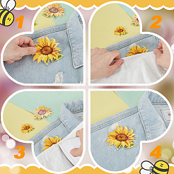 Patchs autocollants en tissu brodé informatisé à motif floral&nbsp;PATC-GA0001-84A