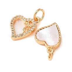 Micro pavé de zircone cubique transparent en laiton avec breloques en coquillage&nbsp;CU-CBAEC99-21G