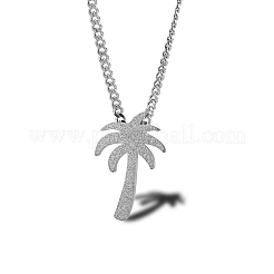 Colliers hip-hop avec pendentif palmier sablé en acier inoxydable pour hommes&nbsp;DF1150-2