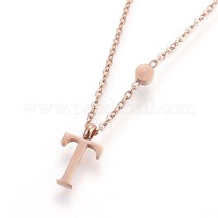 Colliers pendentifs initiaux en acier inoxydable 304&nbsp;NJEW-G321-04RG-T