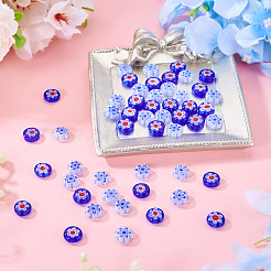 50 pièce de perles millefiori en verre soufflé faites à la main&nbsp;LAMP-TADJ0001-03B