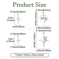 100 pz 4 stili ciondoli cavi in lega stile tibetano&nbsp;FIND-YW0007-99