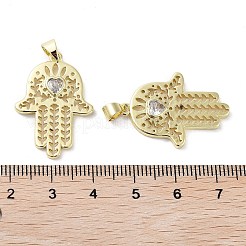 Hamsa-Hand aus Messing mit Mikropflaster und Zirkonia-Anhängern&nbsp;KK-E102-13G