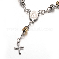 Pulseras de abalorios del rosario con la cruz&nbsp;BJEW-E282-03GP