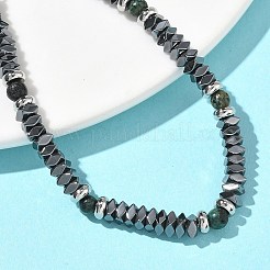 Armbänder aus natürlichem afrikanischen Türkis (Jaspis) und nicht magnetischen synthetischen Hämatitperlen für Damen&nbsp;BJEW-Z148-03P-05