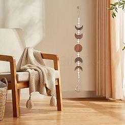 Ornements muraux en bois à suspendre avec phases de lune&nbsp;HJEW-WH20003-61A