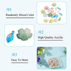 200 set di 2 ciondoli a forma di foglia in acrilico e copriperline a forma di fiore&nbsp;MACR-TA0002-91