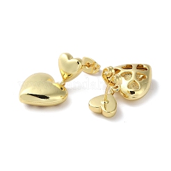 Boucle d'oreille pendante en forme de cœur en laiton plaqué en rack&nbsp;EJEW-H099-03G