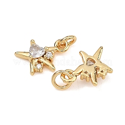 Breloques en laiton Shegrace avec micro-pavé de zircone cubique transparente&nbsp;XGRQ2O969-419G