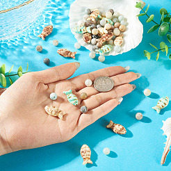 50 Stück runder natürlicher Amazonit mit Blumen und 15 Stück 3-farbige&nbsp;G-TA0003-04