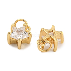 Placage de crémaillère en laiton micro pavé breloques en zircone cubique claire&nbsp;KK-U030-02G