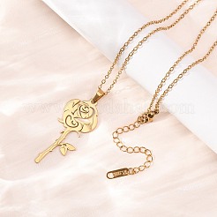 Colliers à pendentif rose en acier inoxydable 304&nbsp;NJEW-K308-05C-G