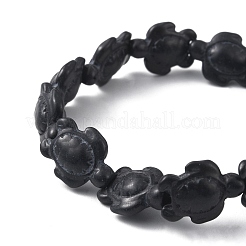 Pulsera elástica con cuentas de tortuga turquesa sintética para mujer&nbsp;BJEW-WH0018-16A
