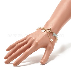 Natürliches Aquamarin-Chip-Perlenarmband&nbsp;BJEW-TA00032-04