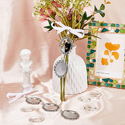 2 pièces 2 styles de décorations de pendentifs ovales en alliage&nbsp;HJEW-AB00441