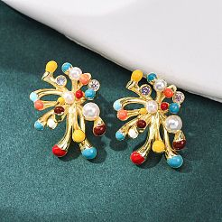 Feuerwerk Messing Micro Pave Zirkonia Ohrstecker&nbsp;EJEW-C174-03G