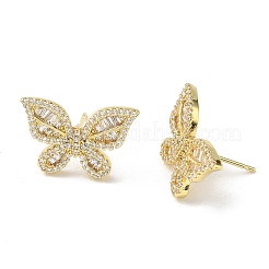 Boucles d'oreilles puces en laiton et zircon cubique transparent&nbsp;KK-CBA36A2-11G
