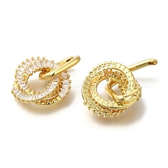 Pendientes de aro con circonita cúbica transparente y micropavé de latón chapado en torsión para mujer&nbsp;EJEW-L097-07G