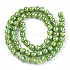 Undurchlässige Glasperlenstränge galvanisieren&nbsp;GLAA-T032-P6mm-AB06