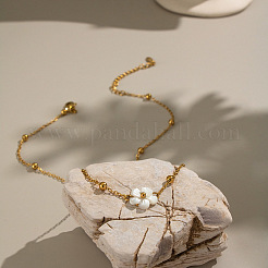Minimalistische natürliche weiße Muschelblumenanhänger 304 Edelstahlkette Halsketten für Frauen&nbsp;LS-CE9566