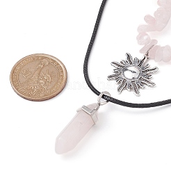 Set di collane con ciondolo a forma di sole in lega e proiettile di quarzo rosa naturale da 2 pz&nbsp;NJEW-JN04514-04