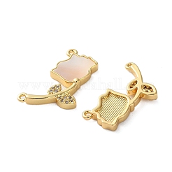 Messing Micro Pave klare Zirkonia Rose Blume Verbinder Charms&nbsp;KK-U070-11G