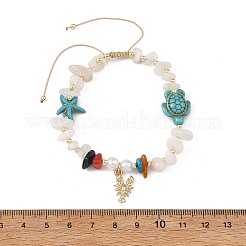 2 Stück 2 Farben Ozeanlegierung Garnelen-Charm Schildkröte Seestern Perlen Armbänder&nbsp;BJEW-JB14190