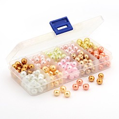 1 scatola stile misto di perle di vetro rotondo perline&nbsp;HY-X0002-03-B