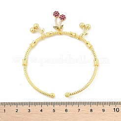 Brazaletes con dijes de fruta de circonita cúbica micro pavé de latón para mujer&nbsp;BJEW-Z089-01G-02
