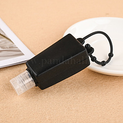 Botella de desinfectante de manos de plástico con cubierta de silicona, porta llavero de botella de viaje portátil, negro, 10mm