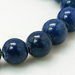 Естественно Mashan нефрита круглые бусины нити, окрашенные, темно-синий, 12 мм, отверстие : 1 мм, около 34 шт / нитка, 15.7 дюйм