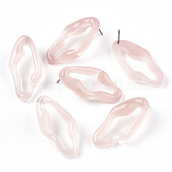 Boucles d'oreilles en résine transparente, style de pierres fines imitation, avec épingles en acier inoxydable, pépites, rose, 36x18.5mm, pin: 0.7 mm